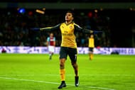 LONDON, ENGLAND - DECEMBER 03: Alexis Sanchez of Arsenal celebrates after scoring his team's third goal during the Premier League match between West Ham United and Arsenal at London Stadium on December 3, 2016 in London, England. (Photo by Jordan Mansfield/Getty Images)