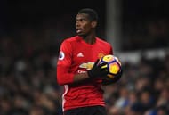 LIVERPOOL, ENGLAND - DECEMBER 04: Paul Pogba of Manchester United takes a thrown in during the Premier League match between Everton and Manchester United at Goodison Park on December 4, 2016 in Liverpool, England. (Photo by Laurence Griffiths/Getty Images)