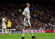 MADRID, SPAIN - DECEMBER 07: Cristiano Ronaldo of Real Madrid reacts during the UEFA Champions League Group F match between Real Madrid CF and Borussia Dortmund at the Bernabeu on December 7, 2016 in Madrid, Spain. (Photo by Denis Doyle/Getty Images)