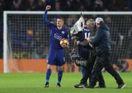 LEICESTER, ENGLAND - DECEMBER 10: Jamie Vardy of Leicester City celebrates with the match ball after the final whistle during the Premier League match between Leicester City and Manchester City at the King Power Stadium on December 10, 2016 in Leicester, England. (Photo by Christopher Lee/Getty Images)
