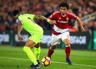 MIDDLESBROUGH, ENGLAND - DECEMBER 14: Fabio Da Silva of Middlesbrough and Nathaniel Clyne of Liverpool compete for the ball during the Premier League match between Middlesbrough and Liverpool at Riverside Stadium on December 14, 2016 in Middlesbrough, England. (Photo by Alex Livesey/Getty Images)