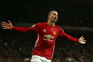 MANCHESTER, ENGLAND - DECEMBER 26: Zlatan Ibrahimovic of Manchester United celebrates after scoring his team's second goal during the Premier League match between Manchester United and Sunderland at Old Trafford on December 26, 2016 in Manchester, England. (Photo by Jan Kruger/Getty Images)
