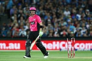 ADELAIDE, AUSTRALIA - DECEMBER 31: Brad Haddin of the Sydney Sixers leaves the field after treading on his wickets to Billy Stanlake of the Adelaide Strikers during the Big Bash League match between the Adelaide Strikers and Sydney Sixers at Adelaide Oval on December 31, 2016 in Adelaide, Australia. (Photo by Morne de Klerk/Getty Images)