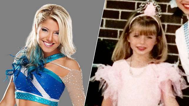 Two pictures of Alexa Bliss at different ages
