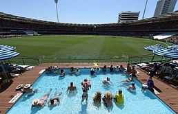 The Gabba's insanely cool pool deck makes its debut during the first Australia-Pakistan Test