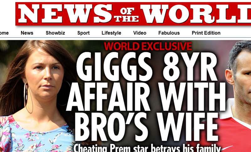 A headline run byÂ âNews of the WorldâÂ after news of Giggsâs affair broke