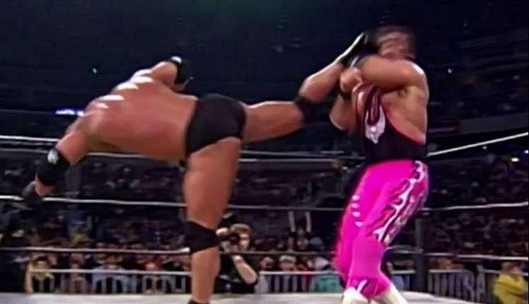 Image result for goldberg bret hart kick