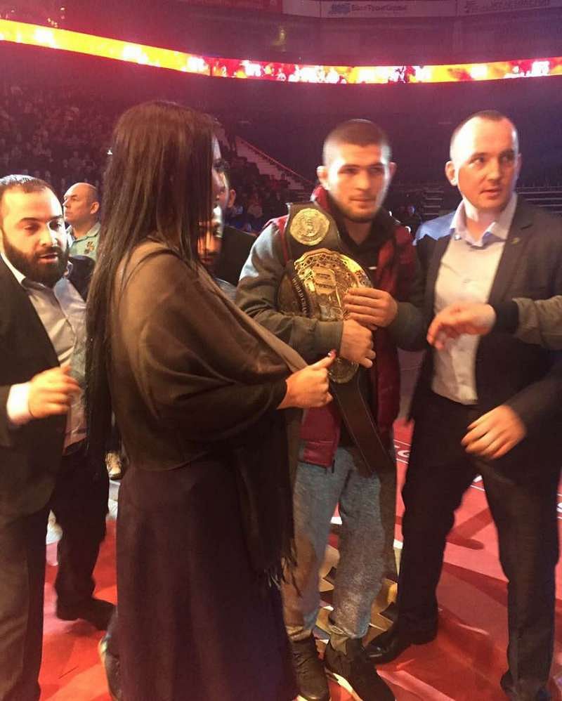 The ring girl said that she was respecting Khabibâs beliefs.