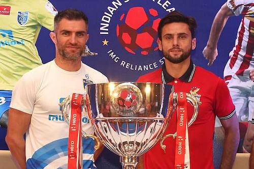 Postiga and Hughes pose with the ISL trophy (Picture Courtesy ISL)