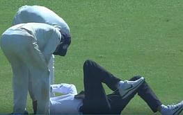 Bhuvneshwar Kumar hits umpire Paul Reiffel on the back of his head with a throw
