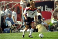 17 Jun 1994: Andreas Brehme of Germany in action during the World Cup first round match against Bolivia at Soldier Field in Chicago, Illinois, USA. Germany won the match 1-0. \ Mandatory Credit: David Cannon/Allsport