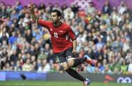MANCHESTER, UNITED KINGDOM - JULY 29: Mohamed Salah of Egypt celebrates scoring a goal during the Men's Football first round Group C Match between Egypt and New Zealand on Day 2 of the London 2012 Olympic Games at Old Trafford on July 29, 2012 in Manchester, England. (Photo by Francis Bompard/Getty Images)