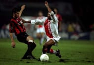 1995: Edgar Davids of Aiax tackles Zvonmir Boban of Milan during the Champions League at the Amsterdam Arena in Amsterdam, Netherlands. Ajax won the game 2-0. \ Mandatory Credit: Allsport UK /Allsport