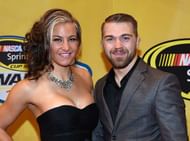 LAS VEGAS, NV - DECEMBER 05: UFC fighters Miesha Tate (L) and Bryan Caraway arrive at the 2014 NASCAR Sprint Cup Series Awards at Wynn Las Vegas on December 5, 2014 in Las Vegas, Nevada. (Photo by Ethan Miller/Getty Images)