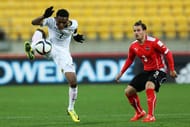 WELLINGTON, NEW ZEALAND - MAY 30: Samuel Tetteh of Ghana controls the ball under pressure from Daniel Rosenbichler of Austria during the Group B FIFA U-20 World Cup New Zealand 2015 match between Ghana and Austria at Wellington Regional Stadium on May 30, 2015 in Wellington, New Zealand. (Photo by Hagen Hopkins/Getty Images)