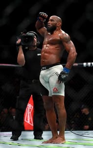 NEW YORK, NY - NOVEMBER 12: Yoel Romero of Cuba salutes the crowd after his KO victory over Chris Weidman of the United States (not pictured) in their middleweight bout during the UFC 205 event at Madison Square Garden on November 12, 2016 in New York City. (Photo by Michael Reaves/Getty Images )