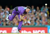 BRISBANE, AUSTRALIA - DECEMBER 30: Shaun Tait of the Hurricanes bowls during the Big Bash League between the Brisbane Heat and Hobart Hurricanes at The Gabba on December 30, 2016 in Brisbane, Australia. (Photo by Bradley Kanaris/Getty Images)