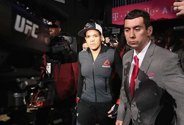 LAS VEGAS, NV - DECEMBER 30: Amanda Nunes of Brazil walks to the Octagon to face Ronda Rousey in their UFC women&#039;s bantamweight championship bout during the UFC 207 event on December 30, 2016 in Las Vegas, Nevada.  (Photo by Christian Petersen/Getty Images)