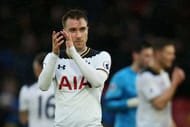 WATFORD, ENGLAND - JANUARY 01: Christian Eriksen of Tottenham Hotspur salutes the travelling fans after the Premier League match between Watford and Tottenham Hotspur at Vicarage Road on January 1, 2017 in Watford, England. (Photo by Alex Morton/Getty Images)