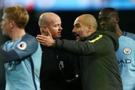 MANCHESTER, ENGLAND - JANUARY 02: Referee Lee Mason aruges with Josep Guardiola, Manager of Manchester City after the Premier League match between Manchester City and Burnley at Etihad Stadium on January 2, 2017 in Manchester, England. (Photo by Jan Kruger/Getty Images)