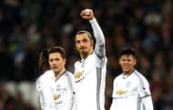STRATFORD, ENGLAND - JANUARY 02: Zlatan Ibrahimovic of Manchester United celebrates scoring his team's second goal during the Premier League match between West Ham United and Manchester United at London Stadium on January 2, 2017 in Stratford, England. (Photo by Ian Walton/Getty Images)