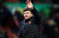 STOKE ON TRENT, ENGLAND - JANUARY 03: Walter Mazzarri, Manager of Watford appaluds fans after the Premier League match between Stoke City and Watford at Bet365 Stadium on January 3, 2017 in Stoke on Trent, England. (Photo by Clive Brunskill/Getty Images)