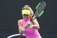 MELBOURNE, AUSTRALIA - JANUARY 17: Nicole Gibbs of the United States plays a backhand in her first round match against Timea Babos of Hungary on day two of the 2017 Australian Open at Melbourne Park on January 17, 2017 in Melbourne, Australia. (Photo by Pat Scala/Getty Images)