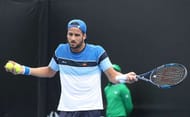 MELBOURNE, AUSTRALIA - JANUARY 17: Feliciano Lopez of Spain reacts in his first round match against Fabio Foginni of Italy on day two of the 2017 Australian Open at Melbourne Park on January 17, 2017 in Melbourne, Australia. (Photo by Pat Scala/Getty Images)