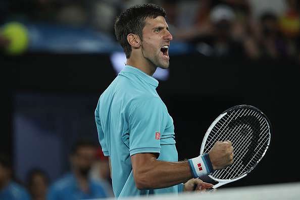 MELBOURNE, AUSTRALIA - JANUARY 17:  Novak Djokovic of Serbia celebrates victory in his first round match against Fernando Verdasco of Spain on day two of the 2017 Australian Open at Melbourne Park on January 17, 2017 in Melbourne, Australia.  (Photo by Mark Kolbe/Getty Images)
