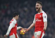 LONDON, ENGLAND - JANUARY 22: Shkodran Mustafi of Arsenal celebrates his side's 2-1 win after the Premier League match between Arsenal and Burnley at the Emirates Stadium on January 22, 2017 in London, England. (Photo by Julian Finney/Getty Images)
