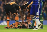 LONDON, ENGLAND - JANUARY 22: Ryan Mason of Hull City lies injured after the collision with Gary Cahill of Chelsea during the Premier League match between Chelsea and Hull City at Stamford Bridge on January 22, 2017 in London, England. (Photo by Richard Heathcote/Getty Images)