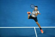 MELBOURNE, AUSTRALIA - JANUARY 26: Roger Federer of Switzerland plays a forehand in his semifinal match against Stan Wawrinka of Switzerland on day 11 of the 2017 Australian Open at Melbourne Park on January 26, 2017 in Melbourne, Australia. (Photo by Cameron Spencer/Getty Images)
