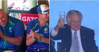 'Bottoms up' the order of the day for former Australian PM at Aus - Pak Test