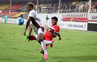 Sony Norde vying for the ball with Nirmal Chhetri