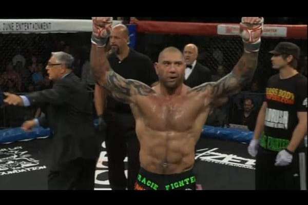 Dave Bautista after winning his first MMA fight