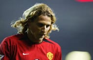 MANCHESTER, ENGLAND - FEBRUARY 11: Diego Forlan of Manchester United at the end of the FA Barclaycard Premiership match between Manchester United and Middlesbrough at Old Trafford on February 11, 2004 in Manchester, England. (Photo by Clive Mason/Getty Images)