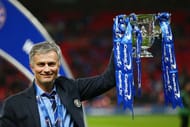 LONDON, ENGLAND - MARCH 01: Jose Mourinho of Chelsea celebrates with the trophy after winning the Capital One Cup Final match between Chelsea and Tottenham Hotspur at Wembley Stadium on March 1, 2015 in London, England. (Photo by Clive Mason/Getty Images)