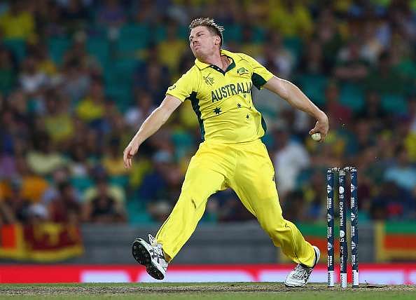 SYDNEY, AUSTRALIA - MARCH 08:  James Faulkner of Australia bowls a slower ball during the 2015 ICC Cricket World Cup match between Australia and Sri Lanka at Sydney Cricket Ground on March 8, 2015 in Sydney, Australia.  (Photo by Ryan Pierse/Getty Images)