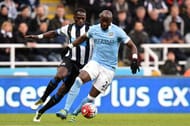 NEWCASTLE UPON TYNE, ENGLAND - APRIL 19: Eliaquim Mangala of Manchester City controls the ball during the Barclays Premier League match between Newcastle United and Manchester City at St James' Park on April 19, 2016 in Newcastle, England. (Photo by Michael Regan/Getty Images)