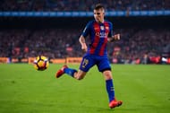 BARCELONA, SPAIN - OCTOBER 29: Lucas Digne of FC Barcelona controls the ball during the La Liga match between FC Barcelona and Granada CF at Camp Nou stadium on October 29, 2016 in Barcelona, Spain. (Photo by Alex Caparros/Getty Images)