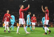 MANCHESTER, ENGLAND - NOVEMBER 24: Zlatan Ibrahimovic and Marcus Rashford of Manchester United celebrate as Brad Jones of Feyenoord scores an own goal for their third during the UEFA Europa League Group A match between Manchester United FC and Feyenoord at Old Trafford on November 24, 2016 in Manchester, England. (Photo by Gareth Copley/Getty Images)