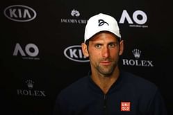 Novak Djokovic reacts to Roger Federer's Australian Open win