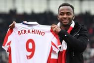 STOKE ON TRENT, ENGLAND - JANUARY 21: Sadio Berahino poses for a photo with his new Stoke City shirt prior to the Premier League match between Stoke City and Manchester United at Bet365 Stadium on January 21, 2017 in Stoke on Trent, England. (Photo by Laurence Griffiths/Getty Images)