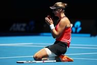 MELBOURNE, AUSTRALIA - JANUARY 25: Mirjana Lucic-Baroni of Croatia celebrates winning her quarterfinal match against Karolina Pliskova of the Czech Republic on day 10 of the 2017 Australian Open at Melbourne Park on January 25, 2017 in Melbourne, Australia. (Photo by Clive Brunskill/Getty Images)