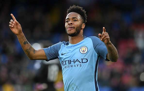 LONDON, ENGLAND - JANUARY 28:  Raheem Sterling of Manchester City celebrates after scoring his sides first goal during the Emirates FA Cup Fourth Round match between Crystal Palace and Manchester City at Selhurst Park on January 28, 2017 in London, England.  (Photo by Mike Hewitt/Getty Images)
