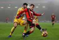 BOURNEMOUTH, ENGLAND - JANUARY 31: Ryan Fraser of AFC Bournemouth is challenged by James Tomkins of Crystal Palace during the Premier League match between AFC Bournemouth and Crystal Palace at Vitality Stadium on January 31, 2017 in Bournemouth, England. (Photo by Bryn Lennon/Getty Images)