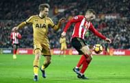 SUNDERLAND, ENGLAND - JANUARY 31: Sebastian Larsson of Sunderland controls the ball under pressure of Christian Eriksen of Tottenham Hotspur during the Premier League match between Sunderland and Tottenham Hotspur at Stadium of Light on January 31, 2017 in Sunderland, England. (Photo by Ian MacNicol/Getty Images)