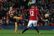 MANCHESTER, ENGLAND - FEBRUARY 01: Lazar Markovic of Hull City hits the post during the Premier League match between Manchester United and Hull City at Old Trafford on February 1, 2017 in Manchester, England. (Photo by Julian Finney/Getty Images)