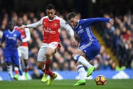 LONDON, ENGLAND - FEBRUARY 04: Eden Hazard of Chelsea is challenged by Francis Coquelin of Arsenal during the Premier League match between Chelsea and Arsenal at Stamford Bridge on February 4, 2017 in London, England. (Photo by Mike Hewitt/Getty Images)