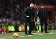 MANCHESTER, ENGLAND - FEBRUARY 11: Jose Mourinho, Manager of Manchester United keeps his eye on the ball during the Premier League match between Manchester United and Watford at Old Trafford on February 11, 2017 in Manchester, England. (Photo by Richard Heathcote/Getty Images)